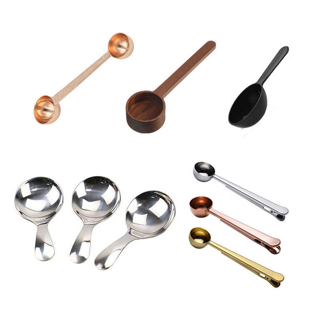 Cuchara dosificadora de café de acero inoxidable con cuchara de café de metal de grado alimenticio de alta calidad