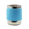 Jarra para espumar leche Jarra de vapor de leche de acero inoxidable Boquilla redondeada Almohadillas de agarre de silicona resistentes al calor Jarra de leche