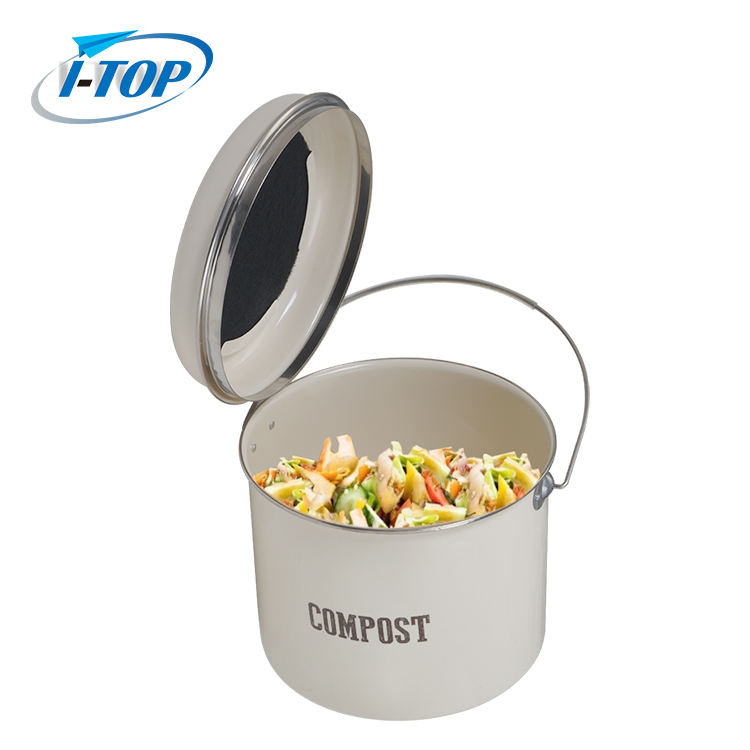 Contenedor de abono para cocina Encimera Contenedor de abono interior Cubo de abono para encimera con tapa 100% a prueba de herrumbre