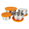 Fiambrera Bento respetuosa con el medio ambiente, juego de 4 cajas de almacenamiento de alimentos a prueba de fugas de acero inoxidable para niños, contenedor de sopa de salsa con tapa de silicona