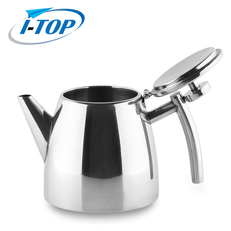 Tetera de doble pared de acero inoxidable con infusor extraíble, tetera de estufa de 1,2 l para frutas, hierbas e infusión
