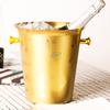 Cubo de hielo aislado de acero inoxidable de doble pared plateado con tapa y pinzas para barware con logotipo personalizado