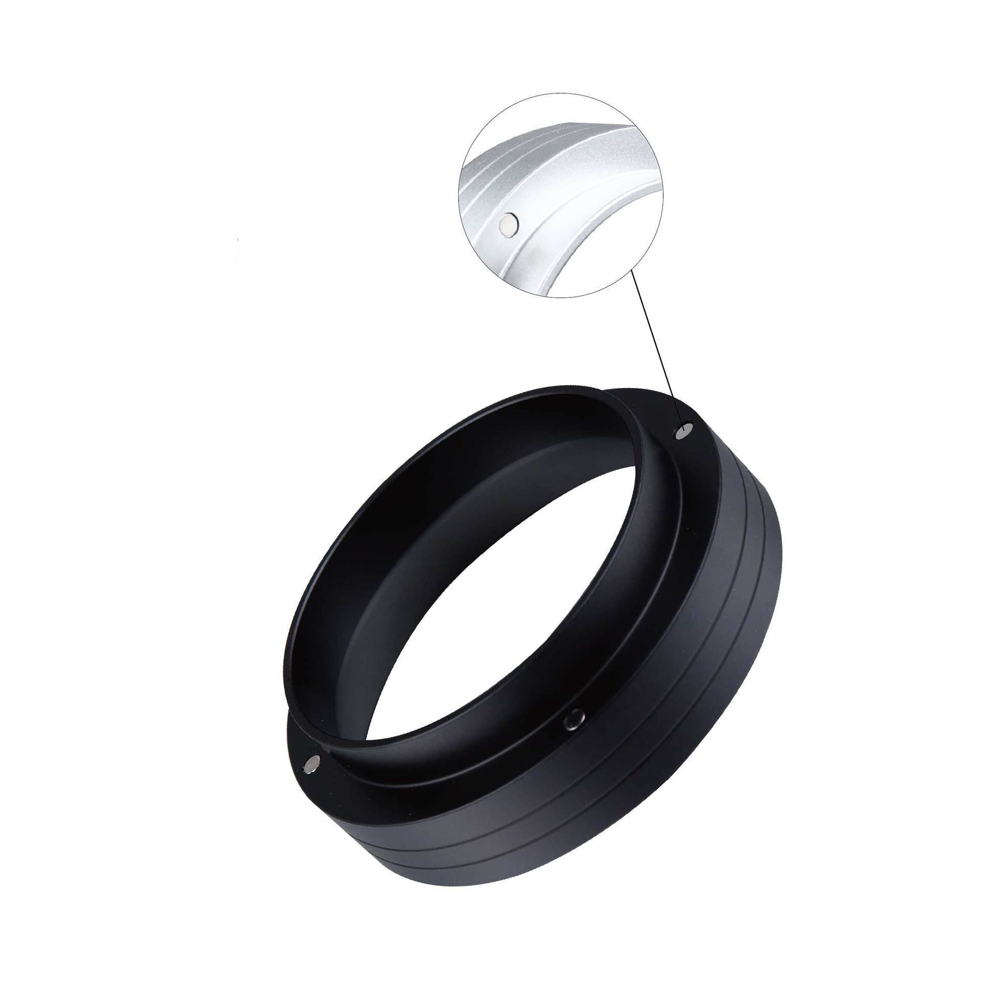 Anillos de dosificación Embudo de anillos de dosificación de polvo de café de aluminio con accesorio de cafetera de repuesto magnético negro (58 mm)