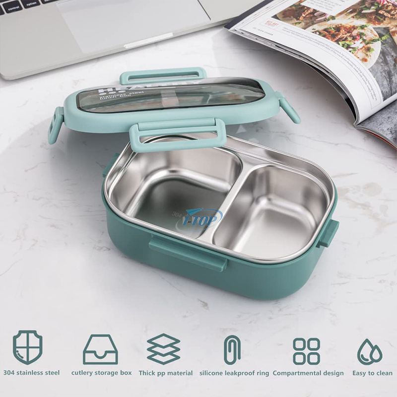 Fiambrera sin BPA para el hogar de 470ML, fiambrera Bento térmica con bolsa para niños, a prueba de fugas, de acero inoxidable