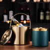 Enfriador portátil de 3L, cubo de hielo para vino y champán, cubo de hielo de acero inoxidable de doble pared con pinzas y tapa gruesa