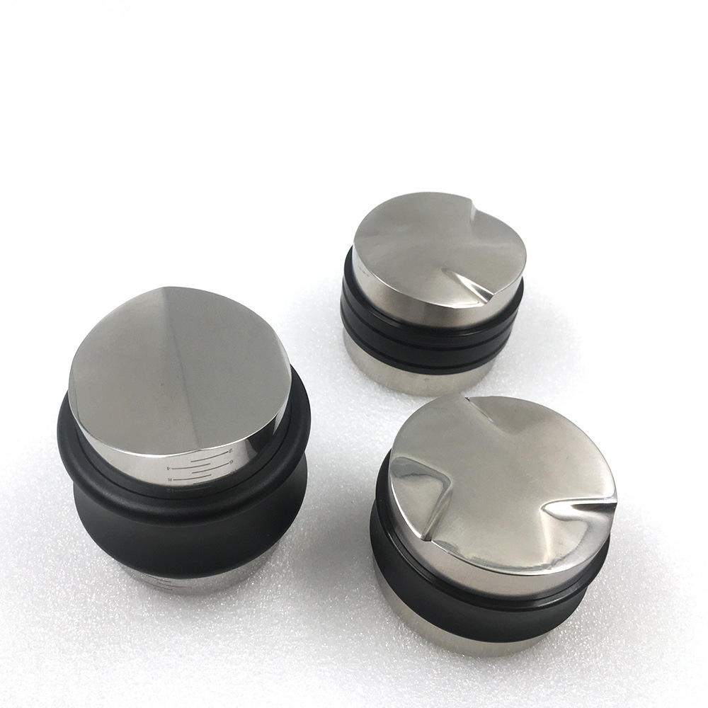 Nivelador de distribuidor de café de 53,3 mm y manipulador manual, herramienta de prensado de espresso |Doble cara, profundidad ajustable |Espresso resistente ha