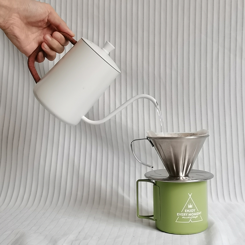 Juego de café para exteriores de acero inoxidable, juego de goteador de café v60, juego de bolsas de viaje para café