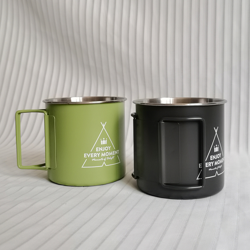 Taza de agua de acero inoxidable para acampar, taza plegable portátil para exteriores de 330ml para bebidas frías, cerveza, café, tazas de Metal, juego de herramientas para café