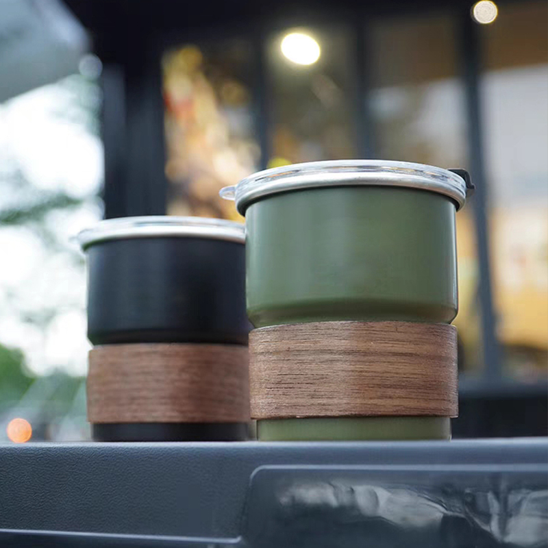 Taza de café portátil de 300 ml de una sola capa de acero inoxidable 304, taza para acampar con agua para rizar cerveza