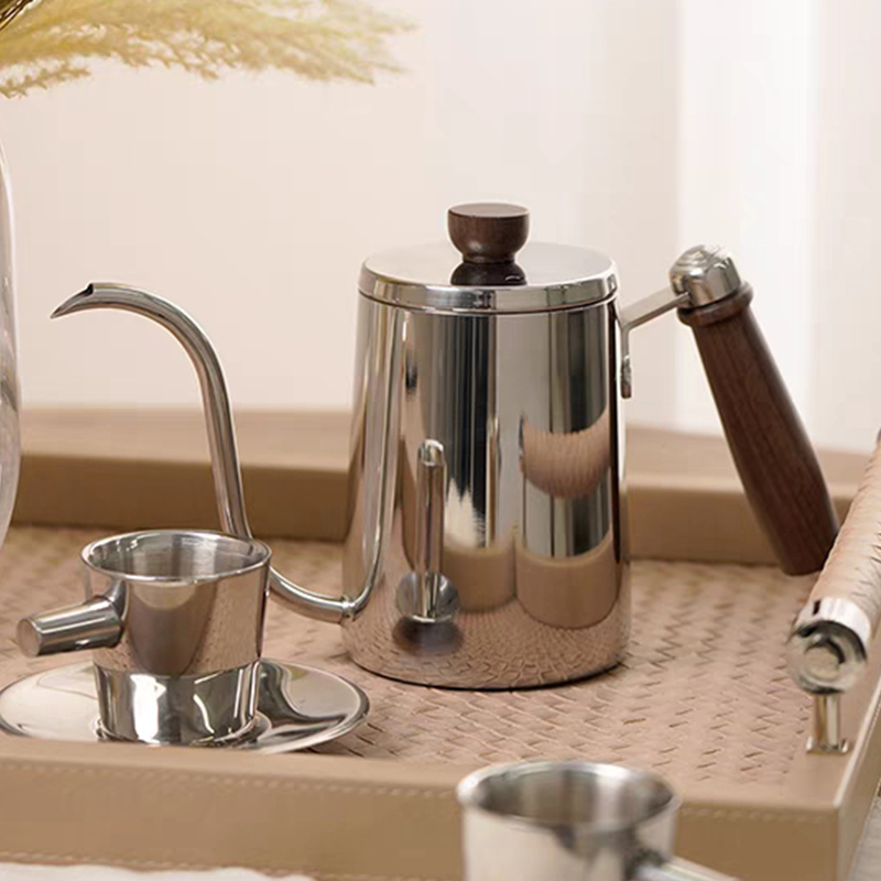 Hervidor de goteo de acero inoxidable 304, hervidor de agua con cuello de cisne, tetera de goteo con mango largo