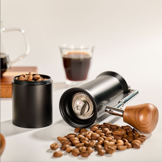 Molinillo de café Manual portátil para acampar de acero inoxidable CNC420, molinillo de café con mango de madera respetuoso con el medio ambiente, plegable, fácil de llevar