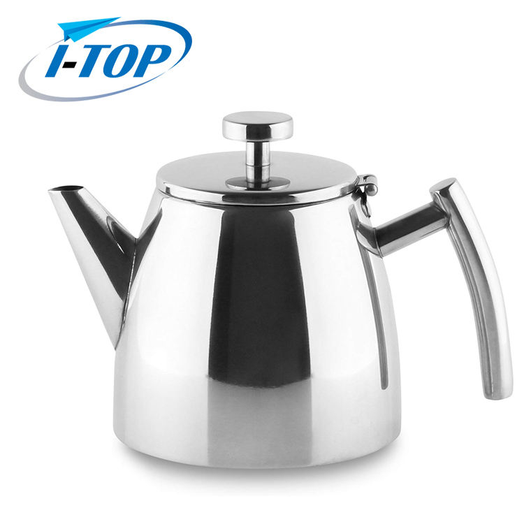 Tetera de doble pared de acero inoxidable con infusor extraíble, tetera de estufa de 1,2 l para frutas, hierbas e infusión