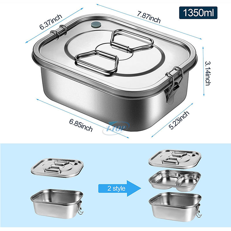 Venta al por mayor de adultos y niños, caja Bento para el almuerzo a prueba de fugas, contenedor de almacenamiento de alimentos, fiambrera de acero inoxidable 304 con tapa