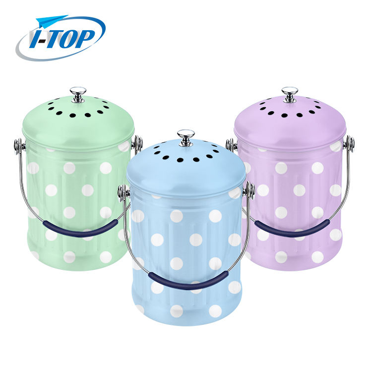 Contenedor de compost de acero inoxidable para encimera de cubo de abono de cocina para interiores de 1,0 galones con tapa sellada