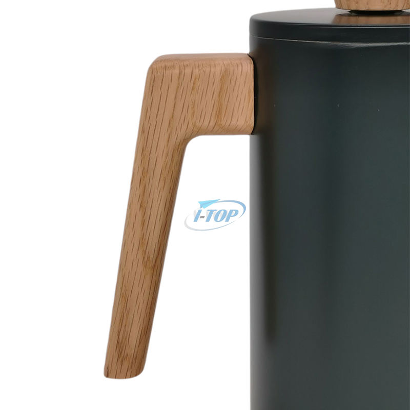 Cafetera de acero inoxidable 304 con mango de madera térmica aislada de doble pared de prensa francesa