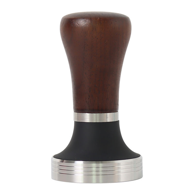Prensa de café espresso portátil de acero inoxidable con mango de madera para café molido Tamper de café