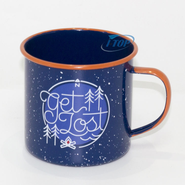 Venta al por mayor vendedora caliente de la taza del té del café de la taza del esmalte que acampa sola taza colorida